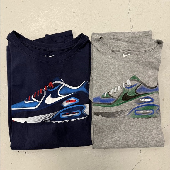 Nike Other - Nike duo - Gray & Navy T-Shirt with Sneaker Graphic